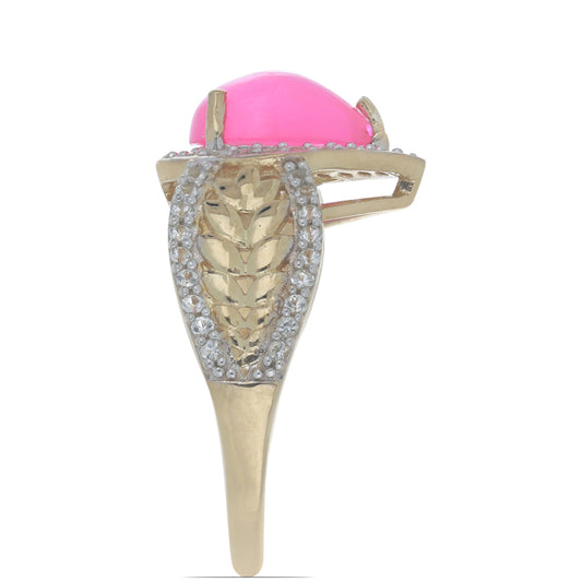 Kullattu hopeaSormus Lega Dembin Vaaleanpunaisella Opaalilla ja Valkoisella Topaasilla