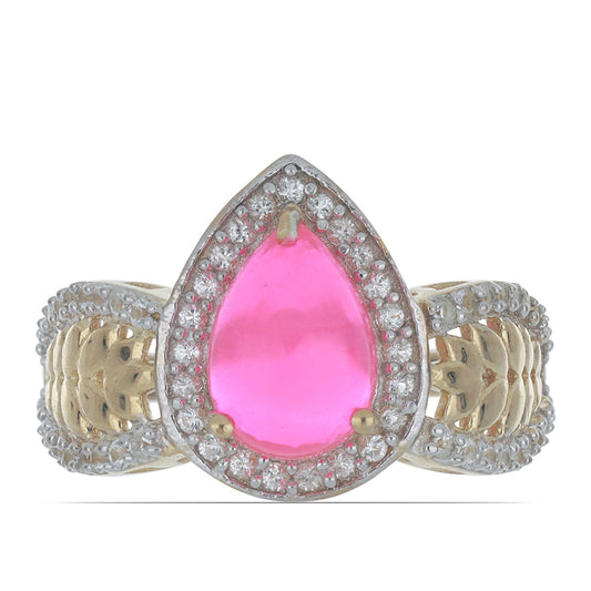 Kullattu hopeaSormus Lega Dembin Vaaleanpunaisella Opaalilla ja Valkoisella Topaasilla