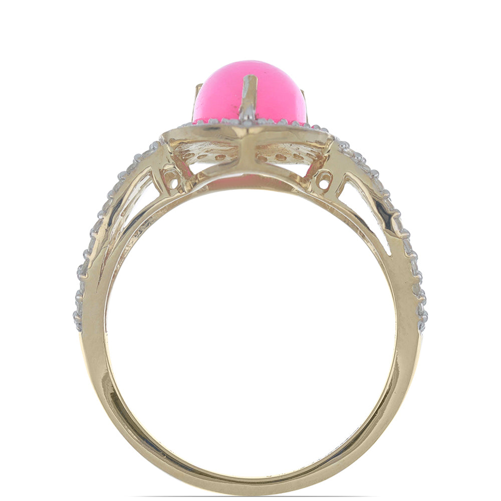 Kullattu hopeaSormus Lega Dembin Vaaleanpunaisella Opaalilla ja Valkoisella Topaasilla