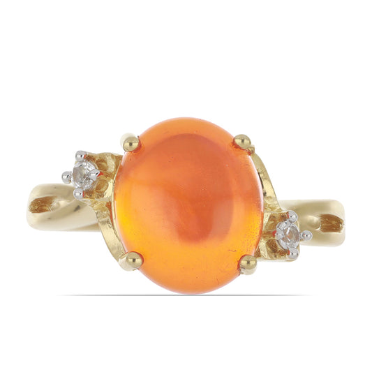 Kullattu hopeaSormus Lega Dembin Oranssilla Opaalilla ja Valkoisella Topaasilla