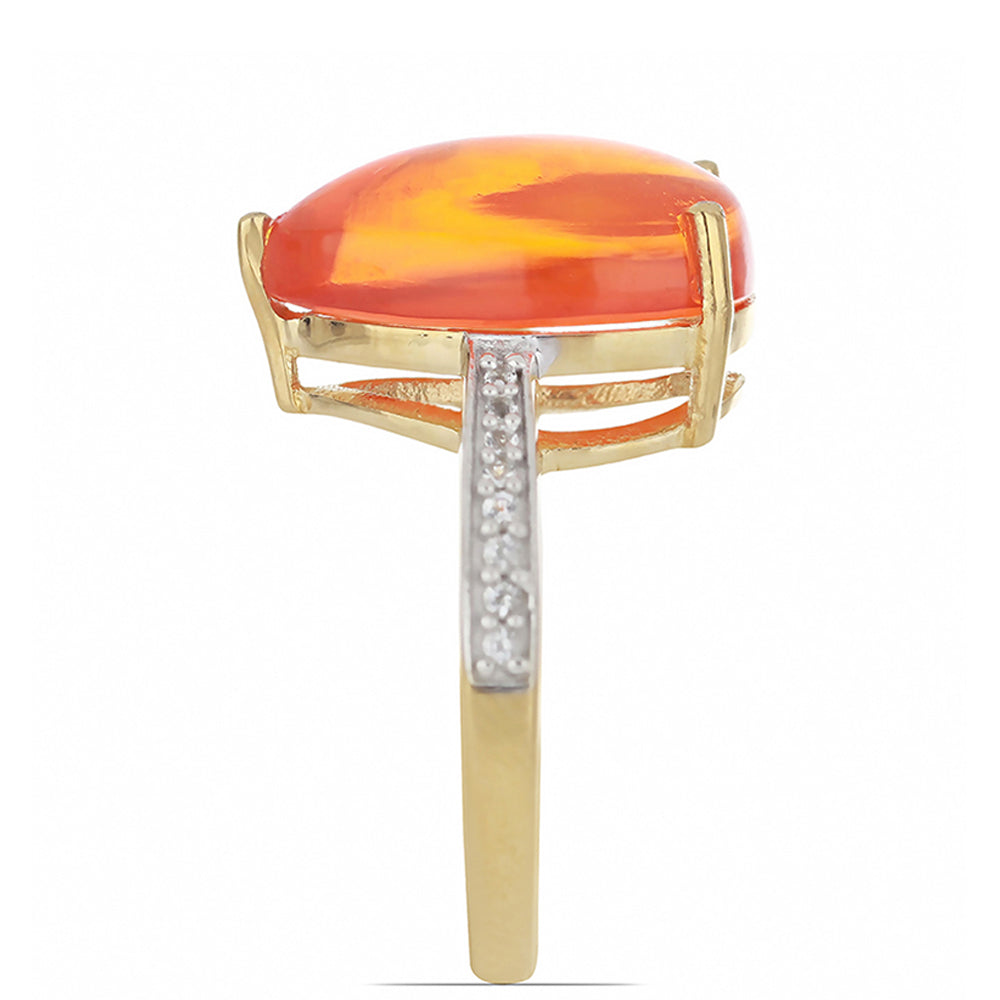 Kullattu hopeaSormus Lega Dembin Oranssilla Opaalilla ja Valkoisella Topaasilla