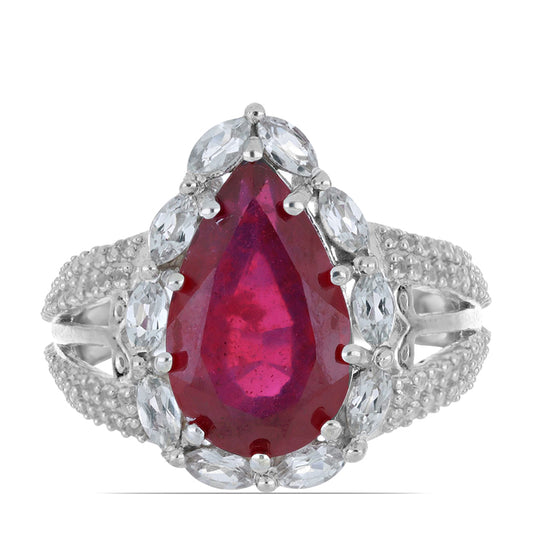 HopeaSormus Malagassin Rubiinilla ja Valkoisella Topaasilla