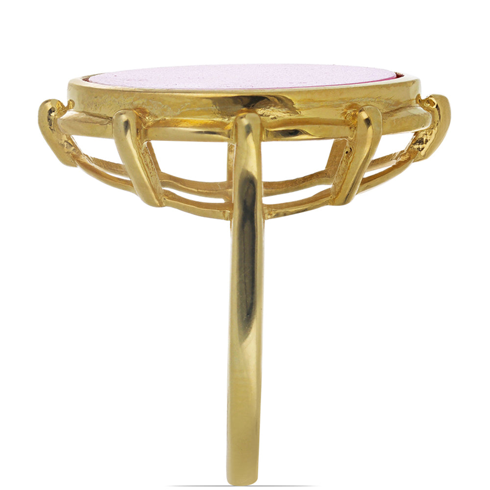 Kullattu hopeaSormus Vaaleanpunaisella Helmiäisellä