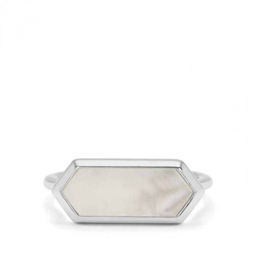 Kullattu hopeaSormus Vaaleanpunaisella Helmiäisellä