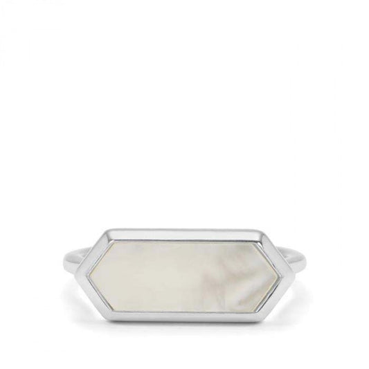 Kullattu hopeaSormus Vaaleanpunaisella Helmiäisellä