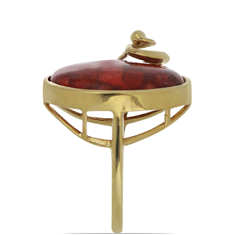 Kullattu hopeaSormus Punaisella Sienikorallilla