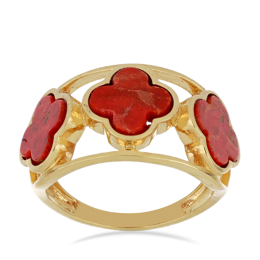 Kullattu hopeaSormus Punaisella Sienikorallilla