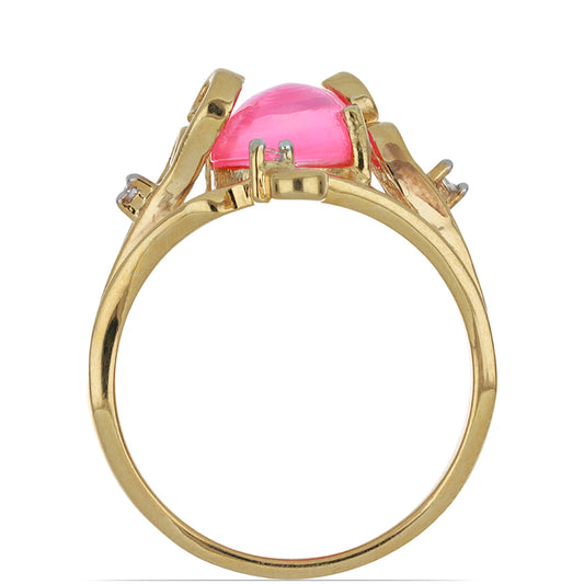 Kullattu hopeaSormus Lega Dembin Vaaleanpunaisella Etiopian Opaalilla ja Valkoisella Topaasilla