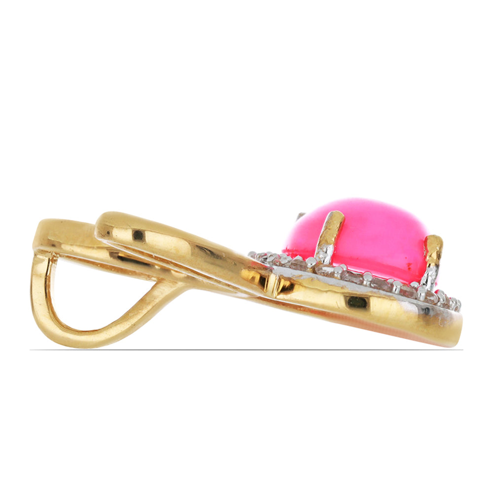 Kullattu hopeaRiipus Lega Dembin Vaaleanpunaisella Etiopian Opaalilla ja Valkoisella Topaasilla