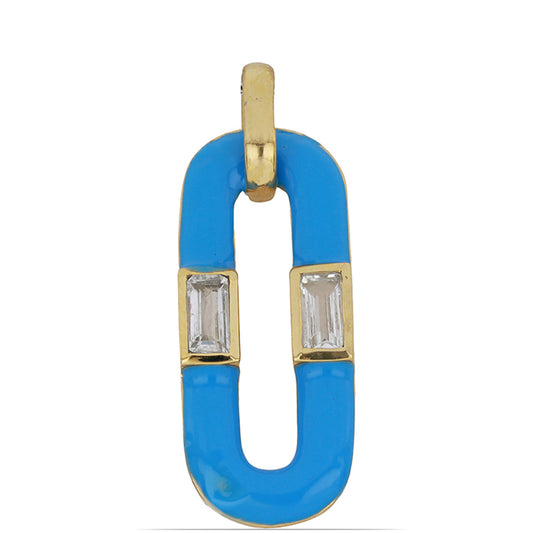 Kullattu hopeaRiipus Emaloidulla ja Valkoisella Topaasilla