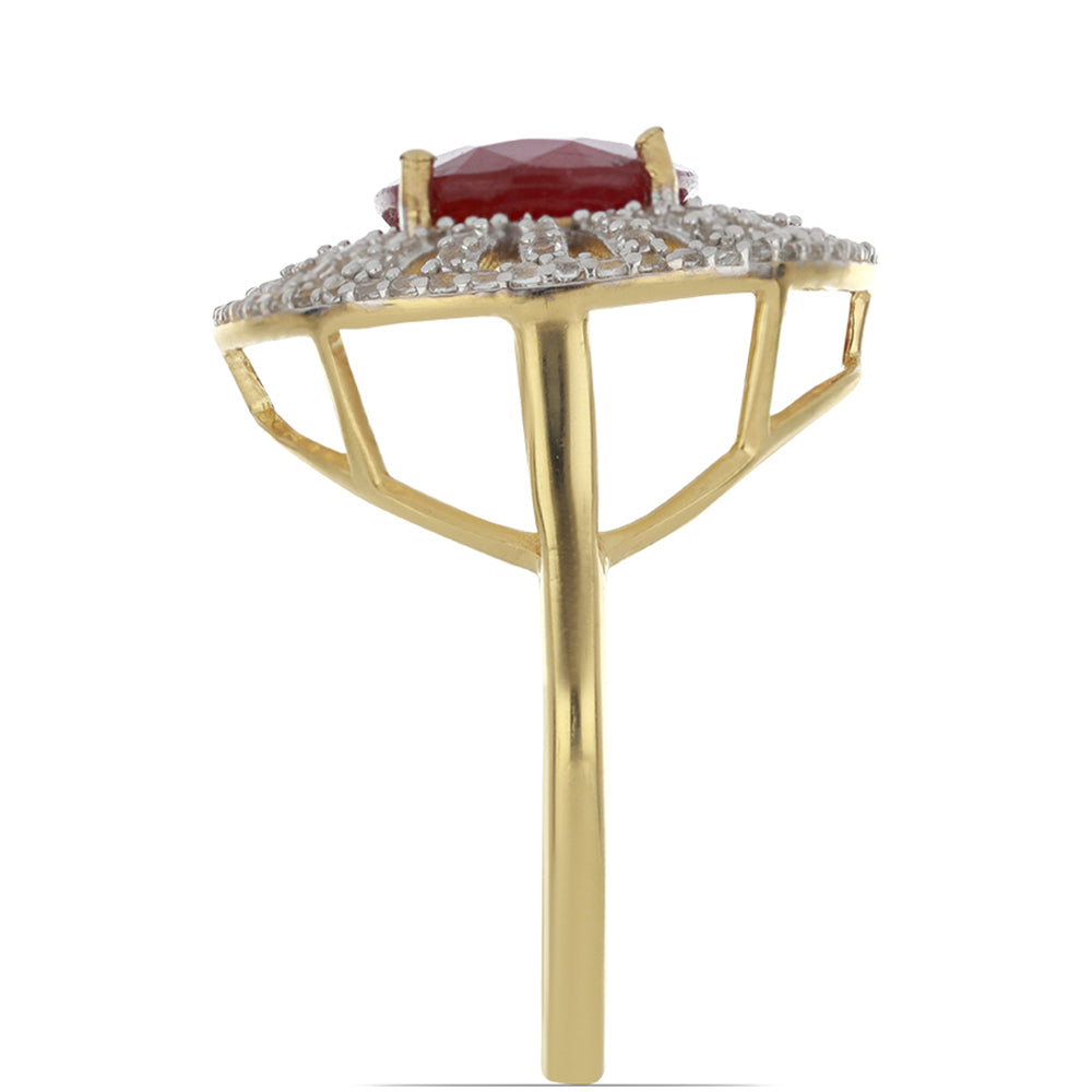 Kullattu hopeaSormus Malagassin Rubiinilla ja Valkoisella Topaasilla