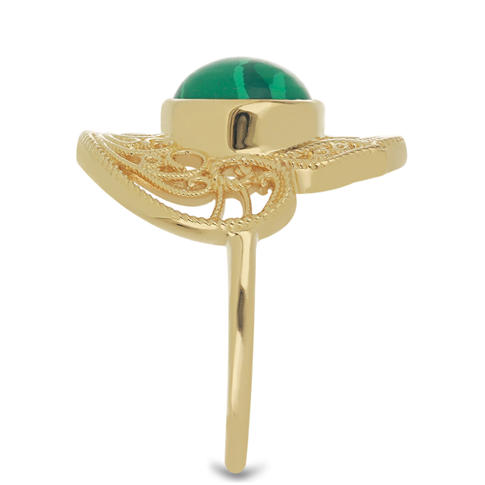 Kullattu hopeaSormus Malakiitilla