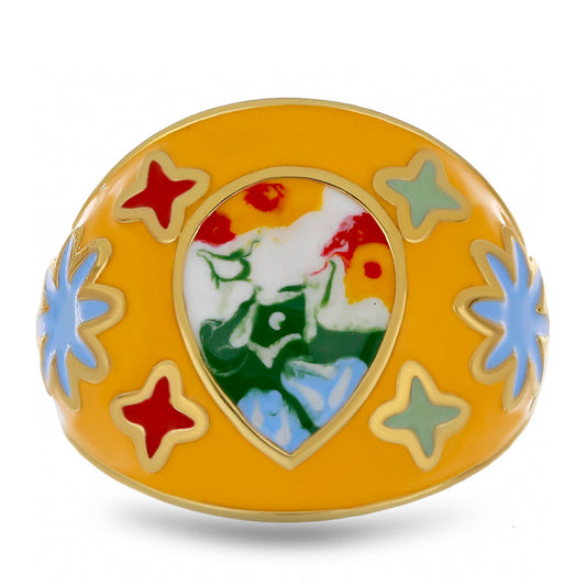 Kullattu hopeaSormus Emaloidulla