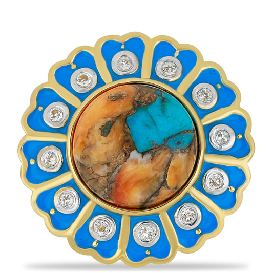 Kullattu hopeaSormus Osterin Turkoosilla ja Valkoisella Topaasilla