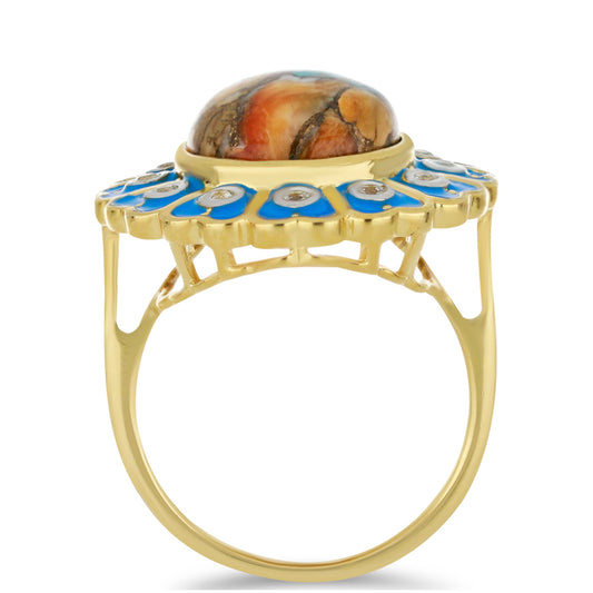 Kullattu hopeaSormus Osterin Turkoosilla ja Valkoisella Topaasilla