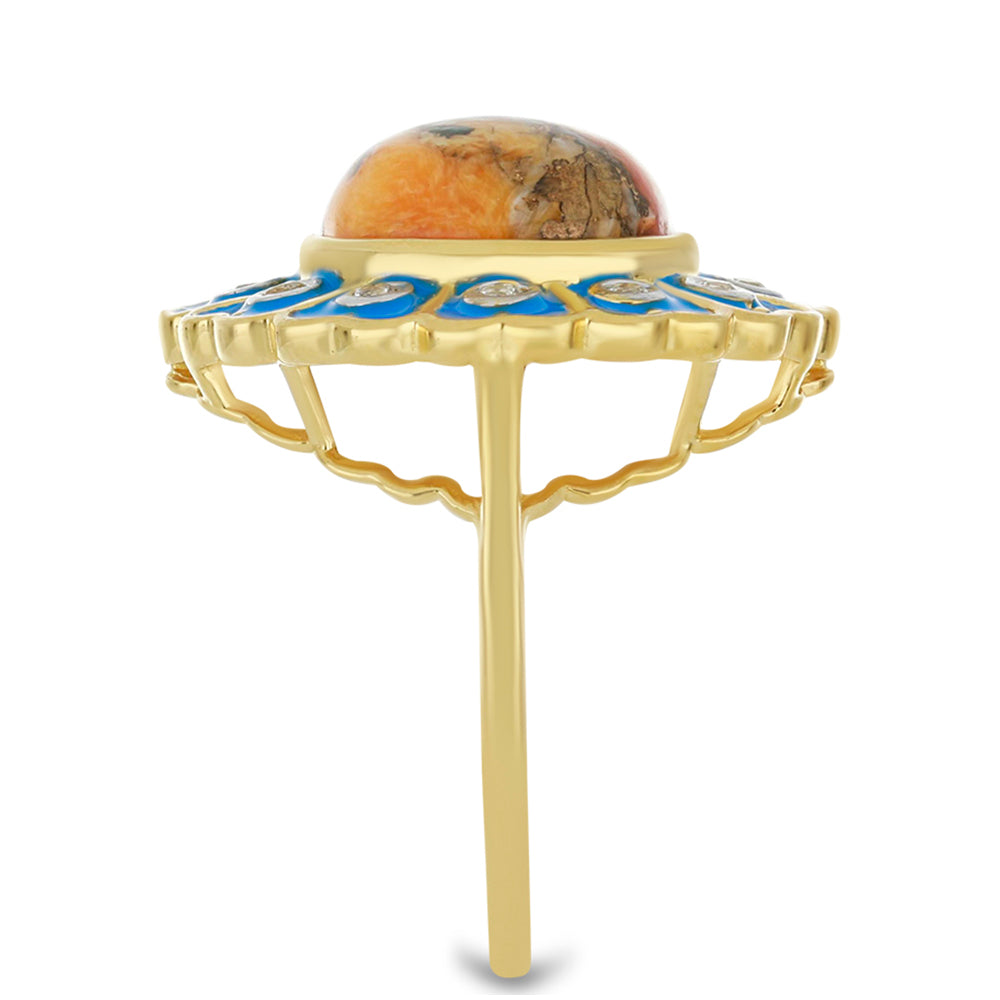 Kullattu hopeaSormus Osterin Turkoosilla ja Valkoisella Topaasilla