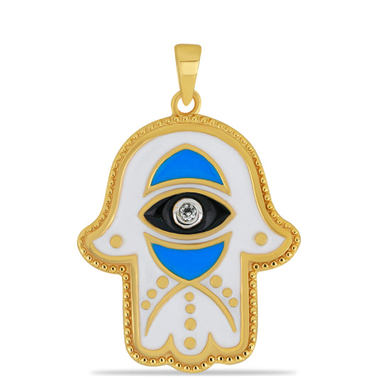 Kullattu hopeaRiipus Emaloidulla ja Valkoisella Topaasilla