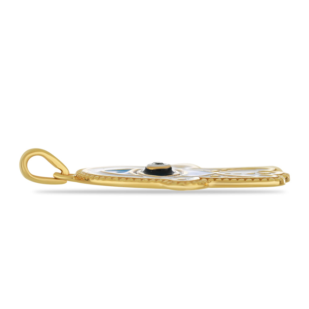 Kullattu hopeaRiipus Emaloidulla ja Valkoisella Topaasilla