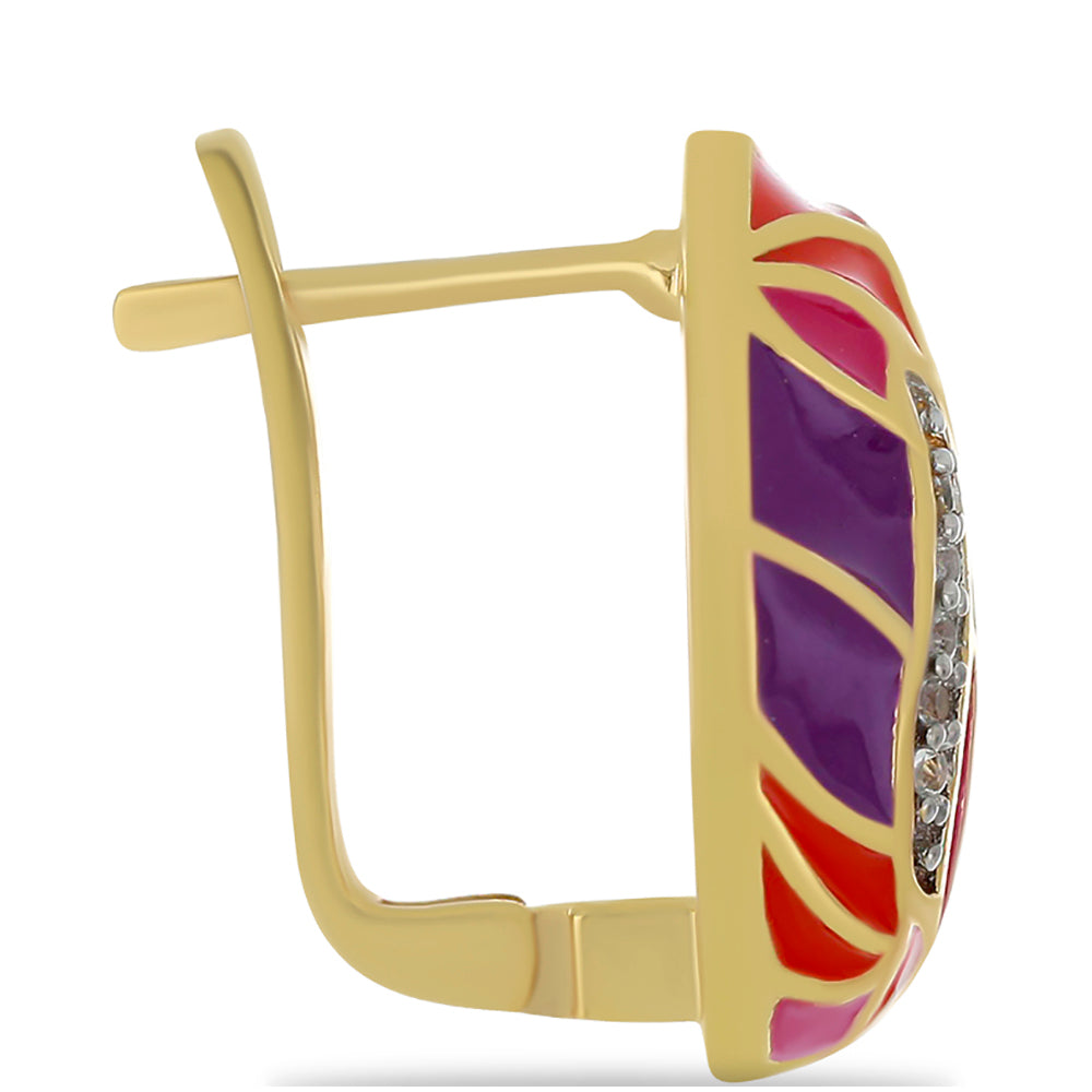 Kullatut hopeat Korvakorut Emaloidulla ja Valkoisella Topaasilla