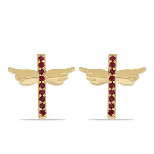 Kullatut hopeat Korvakorut Malagassin Rubiinilla