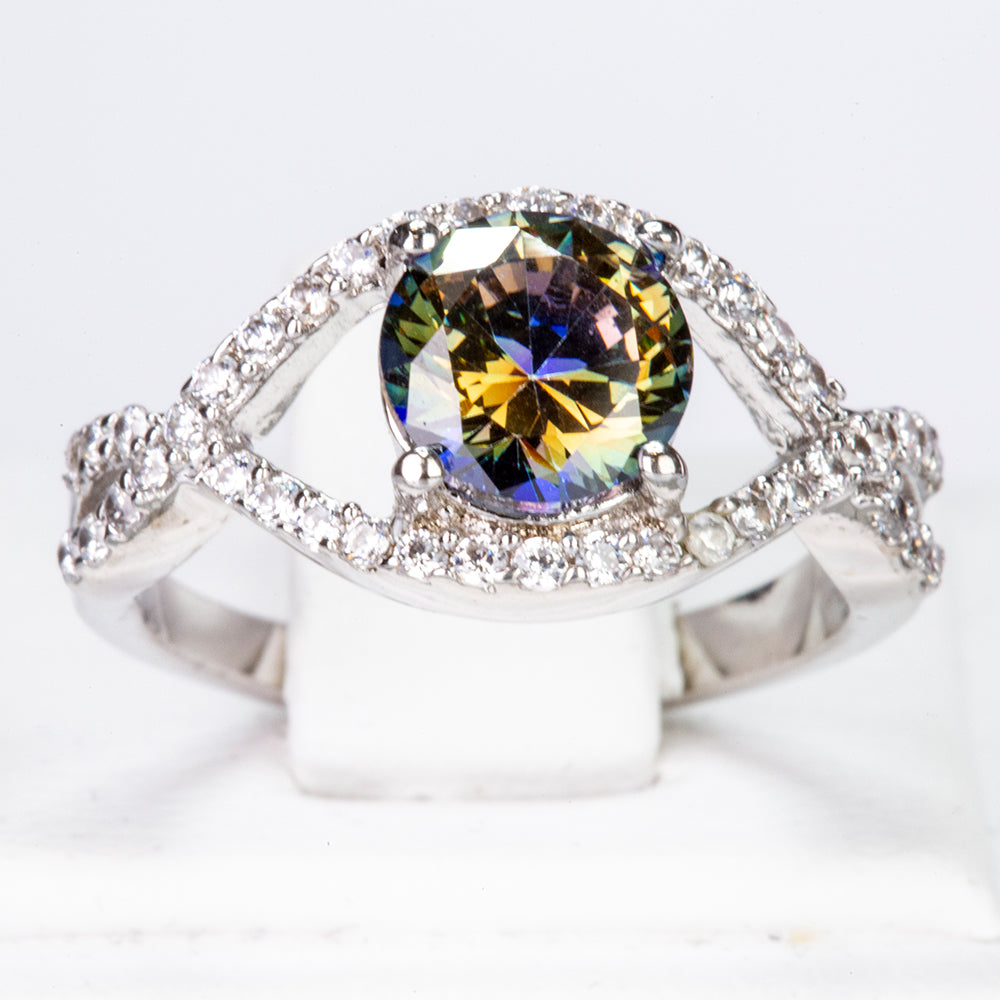 Kullattu Terässormus Vihreällä Emporia® Kristallilla ja Valkoisella Emporia® Kristallilla 1 