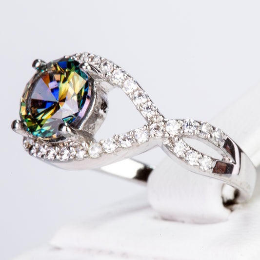 Kullattu Terässormus Vihreällä Emporia® Kristallilla ja Valkoisella Emporia® Kristallilla