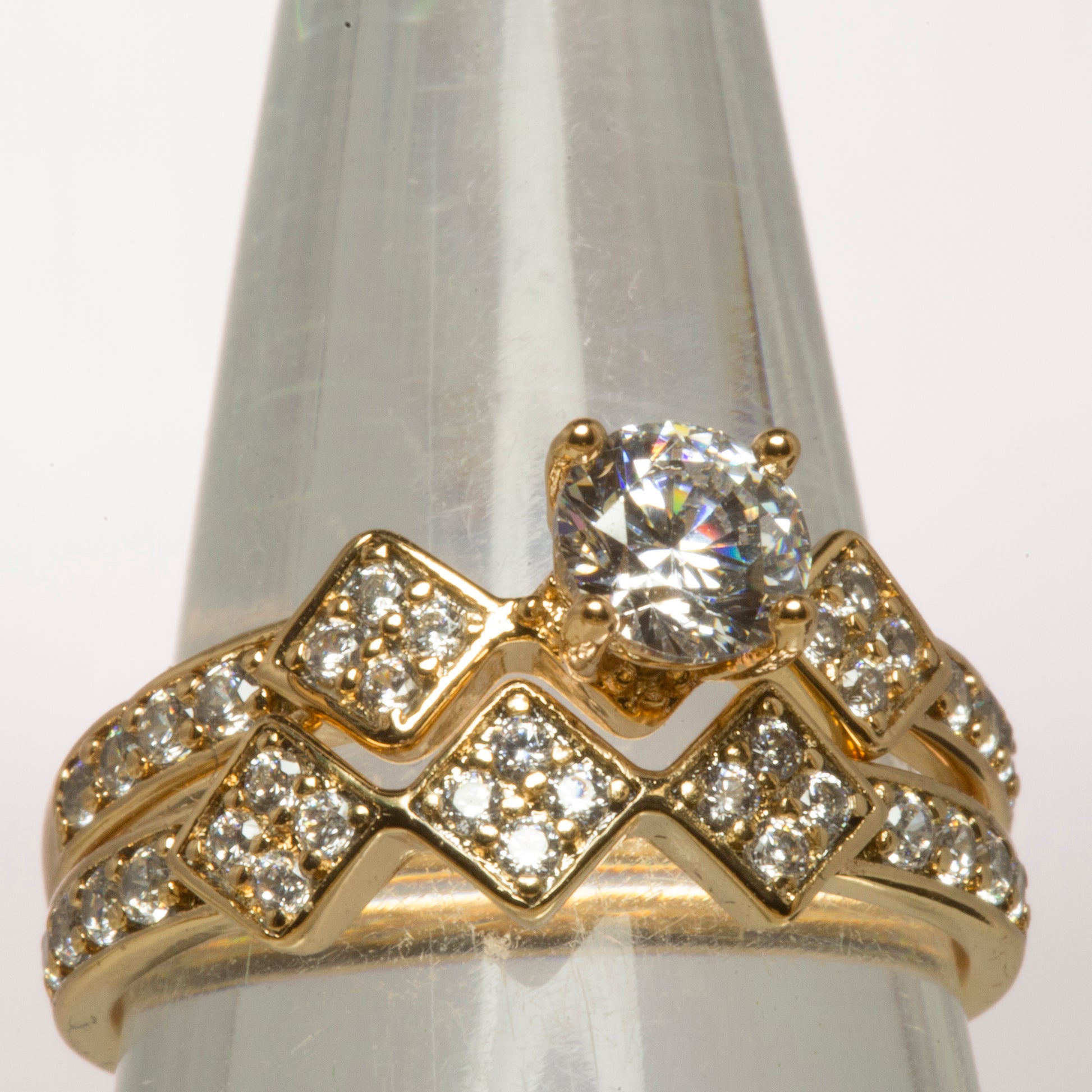 Kullattu TeräsSormus Valkoisella Emporia® Kristallilla 1 