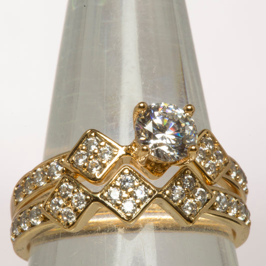 Kullattu TeräsSormus Valkoisella Emporia® Kristallilla