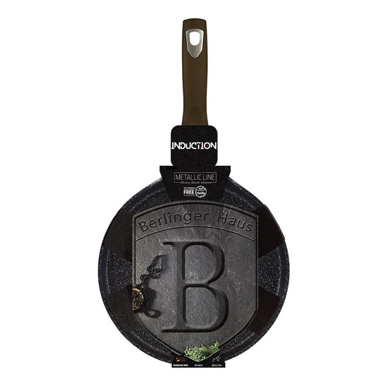 Berlinger Haus Metallic Line Shiny Black Edition Pannukakkupannu, 28 cm, ilmainen suojus