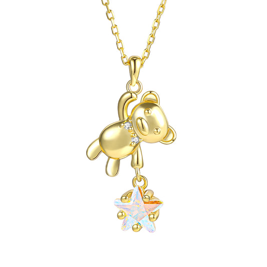 Kullattu TeräsKaulakoru Valkoisella Emporia® Kristallilla