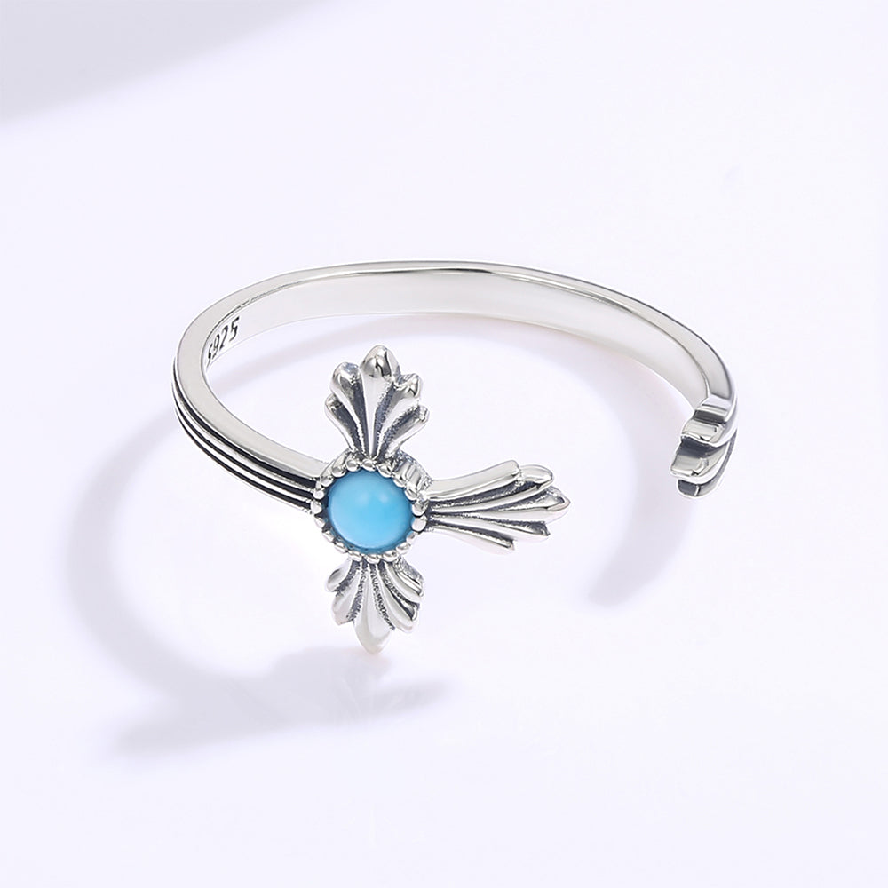 Kullattu TeräsSormus Sinisellä Emporia® Kristallilla 1 