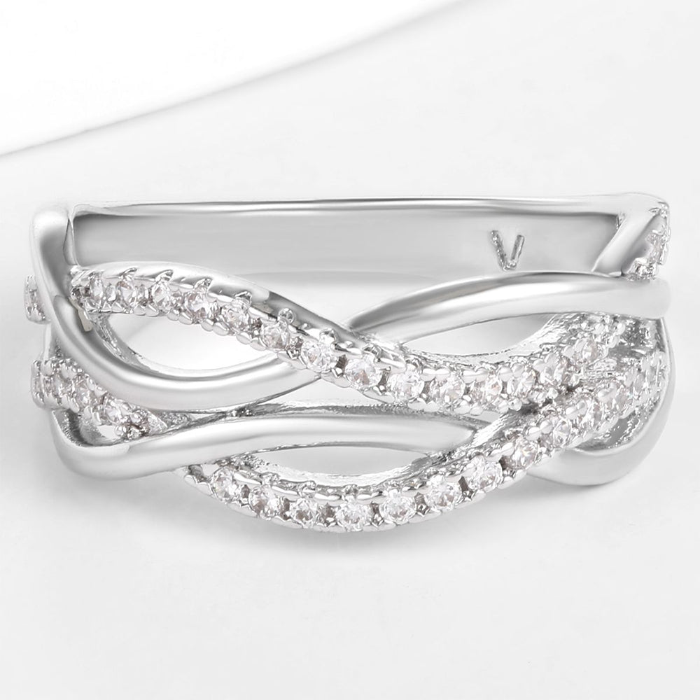 Kullattu TeräsSormus Valkoisella Emporia® Kristallilla 1 