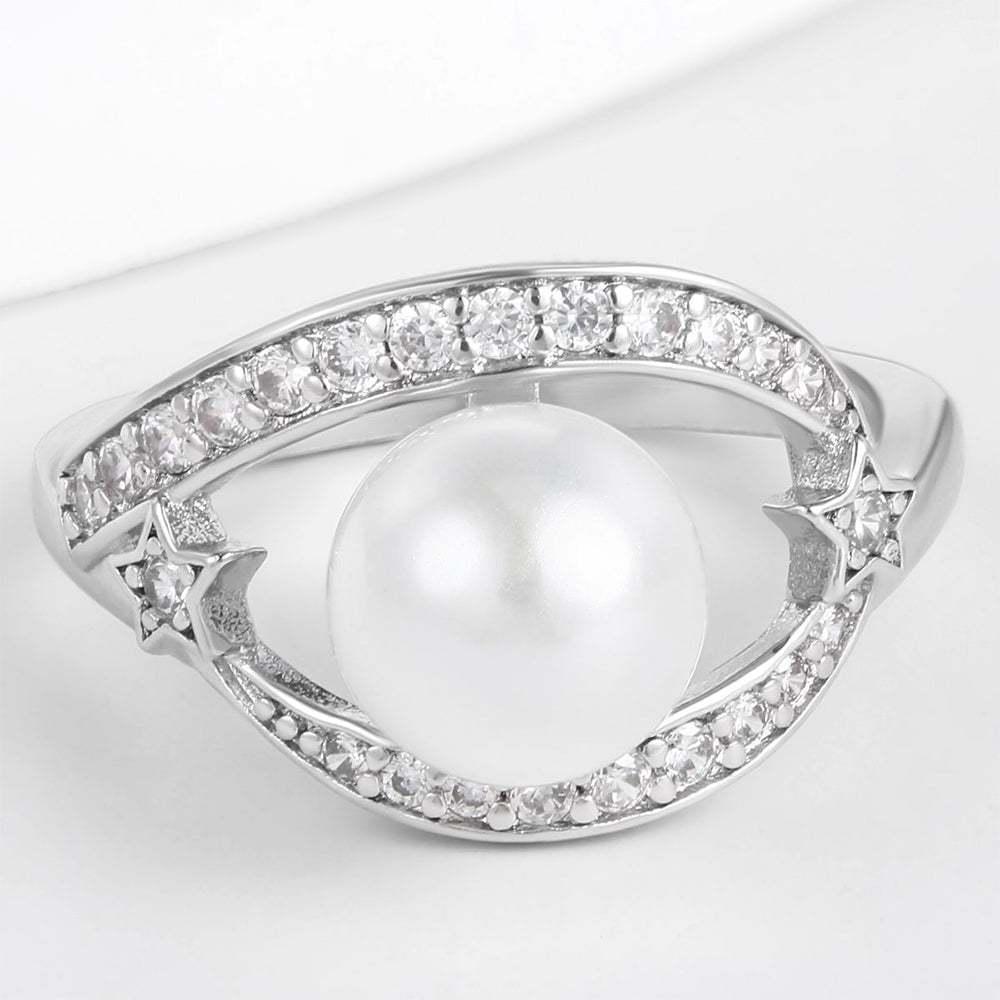 Kullattu TeräsSormus Valkoisella Emporia® Kristallilla