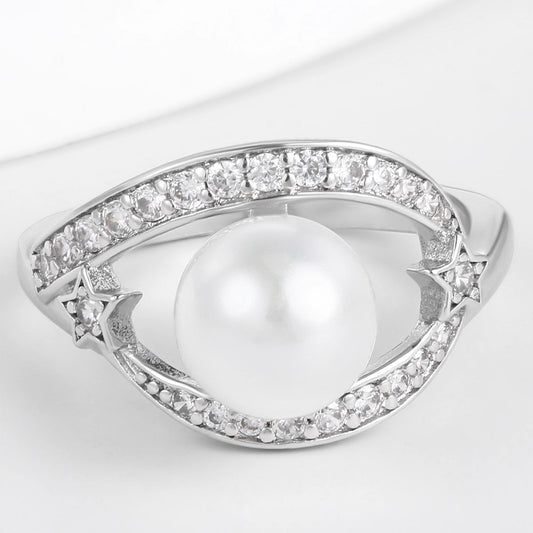 Kullattu TeräsSormus Valkoisella Emporia® Kristallilla