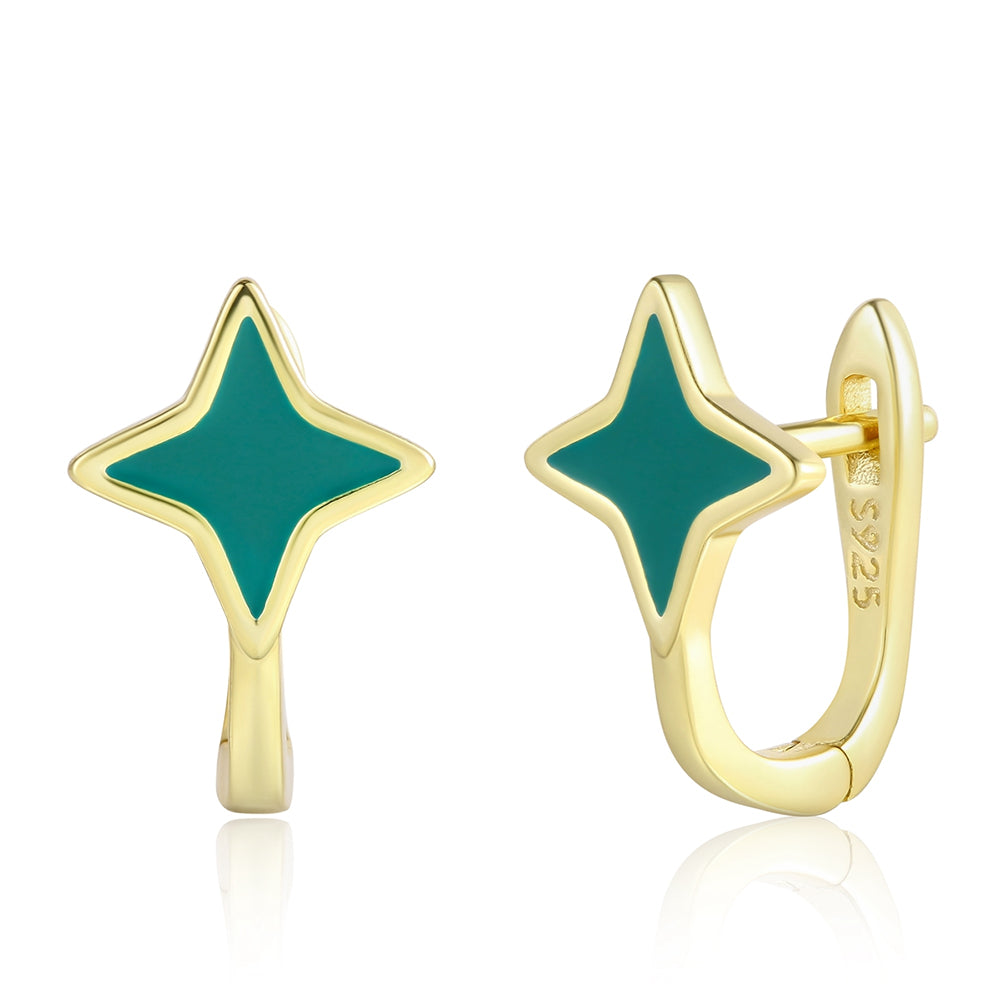 Kullattu TeräsKorvakorut Vihreällä Emporia® Kristallilla