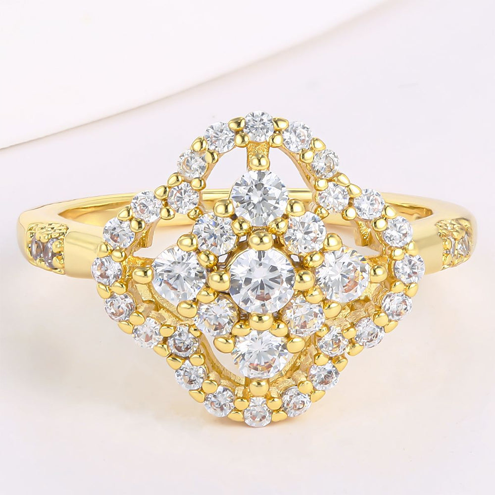 Kullattu TeräsSormus Valkoisella Emporia® Kristallilla 1 