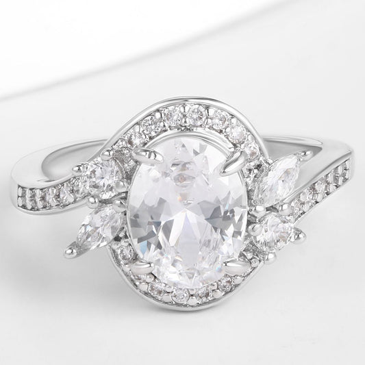 Kullattu TeräsSormus Valkoisella Emporia® Kristallilla