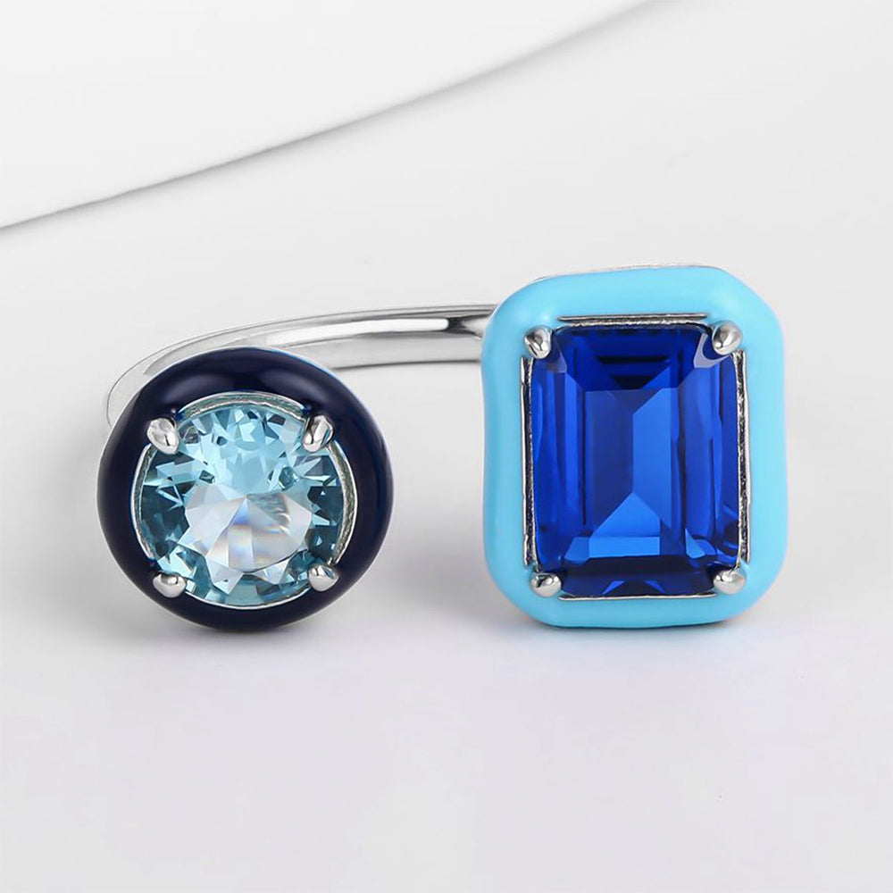 Kullattu TeräsSormus Sinisellä Emporia® Kristallilla 1 