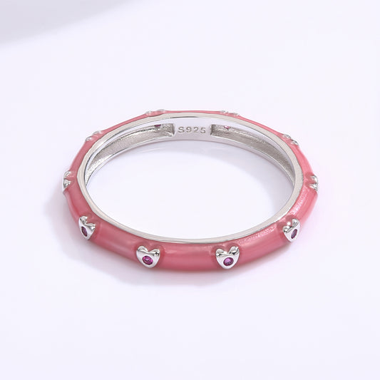 Kullattu TeräsSormus Valkoisella Emporia® Kristallilla ja Emaloidulla