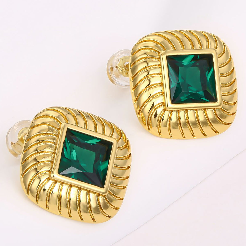 Kullattu TeräsKorvakorut Vihreällä Emporia® Kristallilla 1 