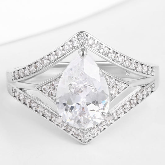 Kullattu TeräsSormus Valkoisella Emporia® Kristallilla