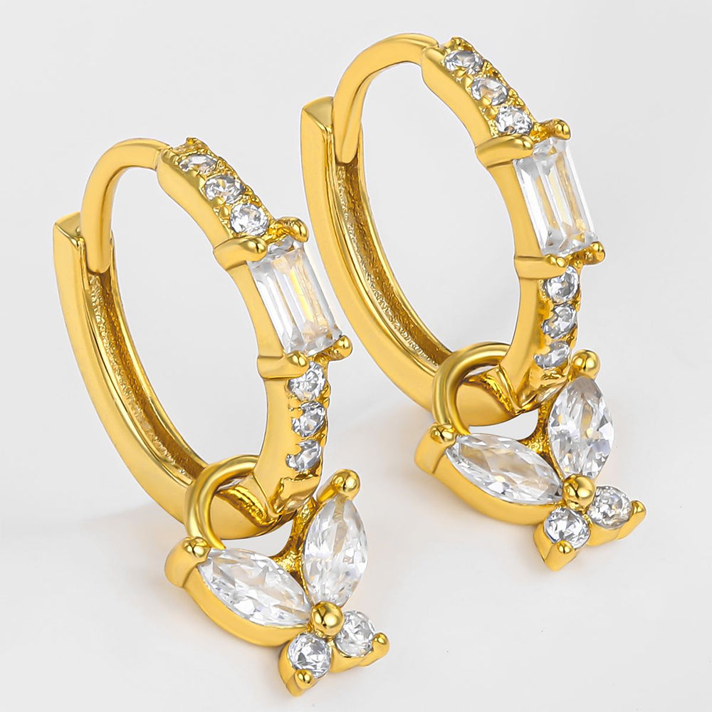 Kullattu TeräsKorvakorut Valkoisella Emporia® Kristallilla 1 