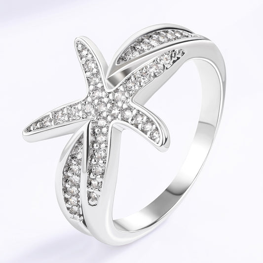 Kullattu TeräsSormus Valkoisella Emporia® Kristallilla