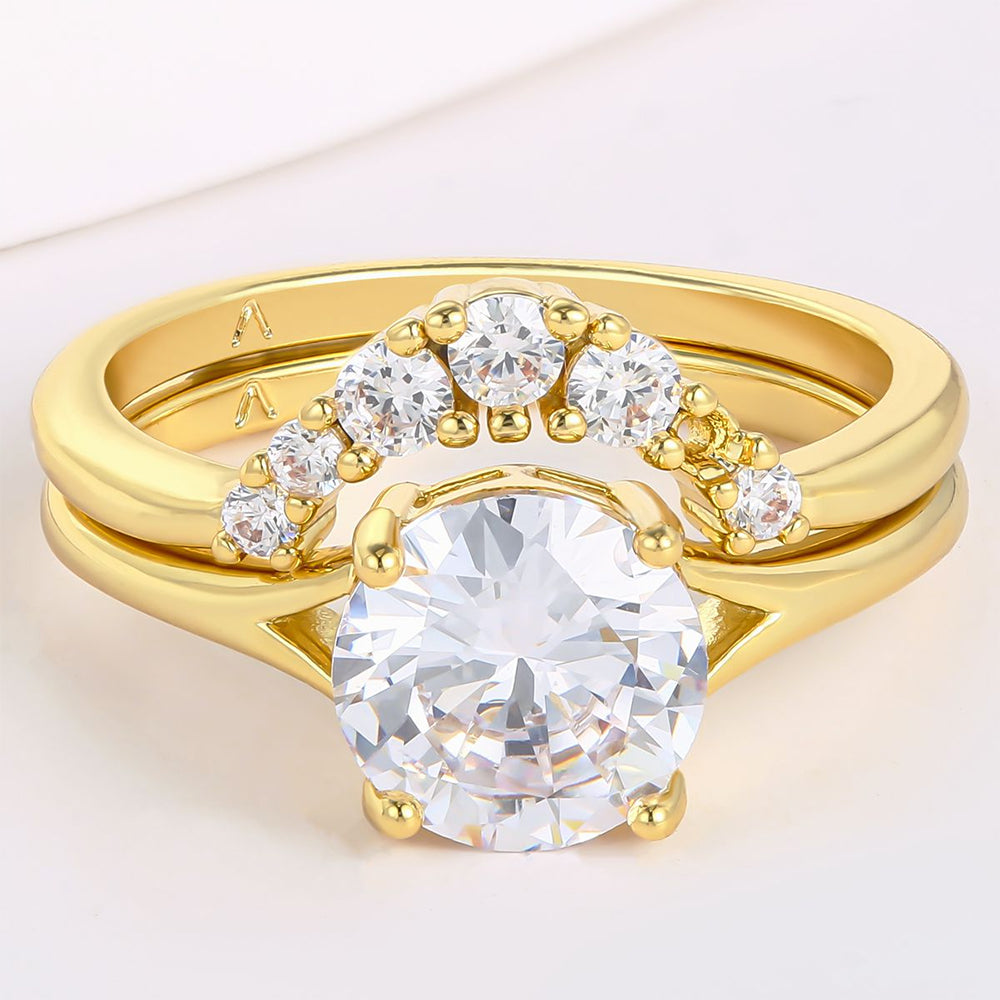 Kullattu TeräsSormus Valkoisella Emporia® Kristallilla