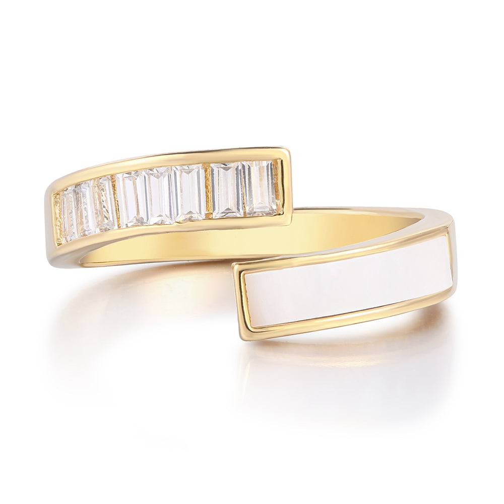 Kullattu TeräsSormus Valkoisella Emporia® Kristallilla ja Emaloidulla 1 