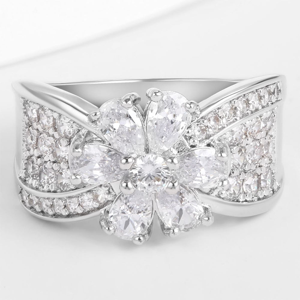 Kullattu TeräsSormus Valkoisella Emporia® Kristallilla 1 