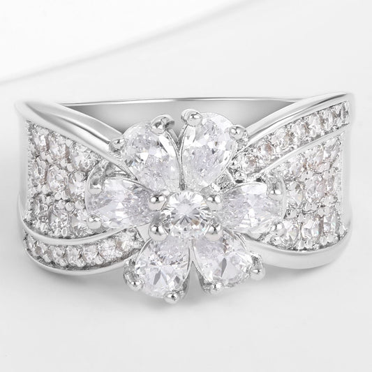 Kullattu TeräsSormus Valkoisella Emporia® Kristallilla