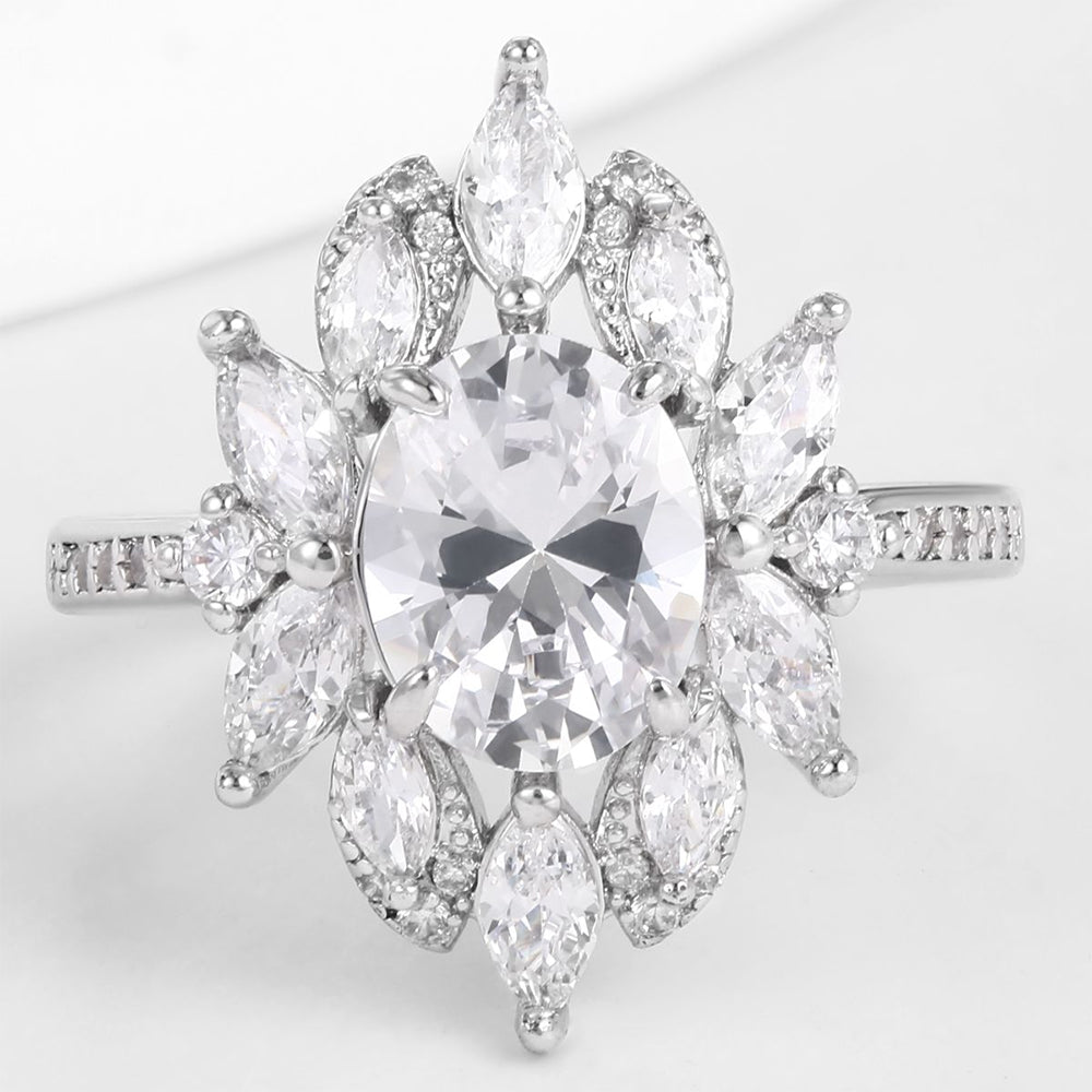 Kullattu TeräsSormus Valkoisella Emporia® Kristallilla 1 