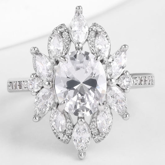 Kullattu TeräsSormus Valkoisella Emporia® Kristallilla