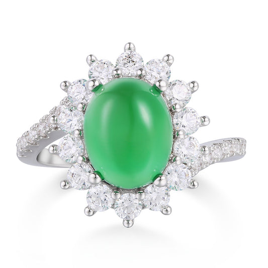 Kullattu TeräsSormus Vihreällä Emporia® Kristallilla ja Valkoisella Emporia® Kristallilla